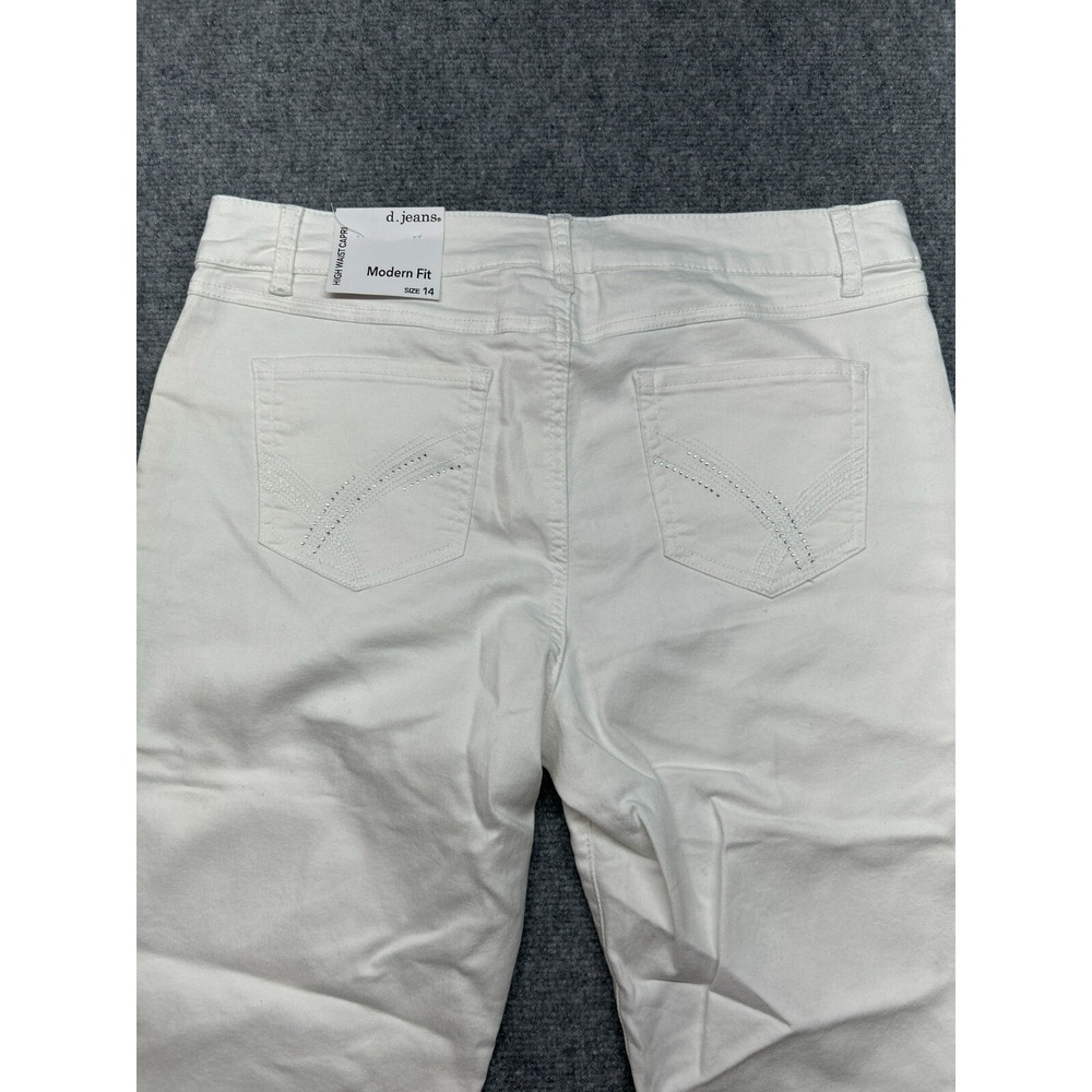 D Jeans Capri Pants Womens 14 White High Waist Modern Fit High Waist Solid New - Picture 6 of 13